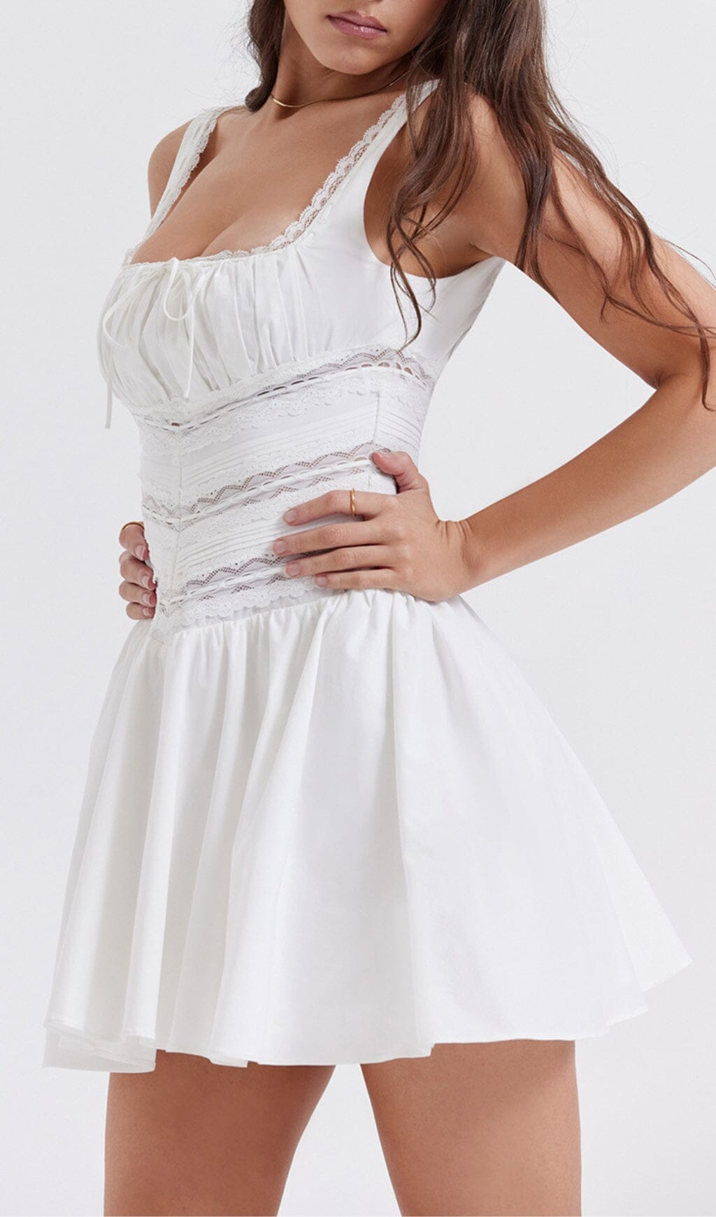 WHITE LACE TRIM MINI DRESS styleofcb 